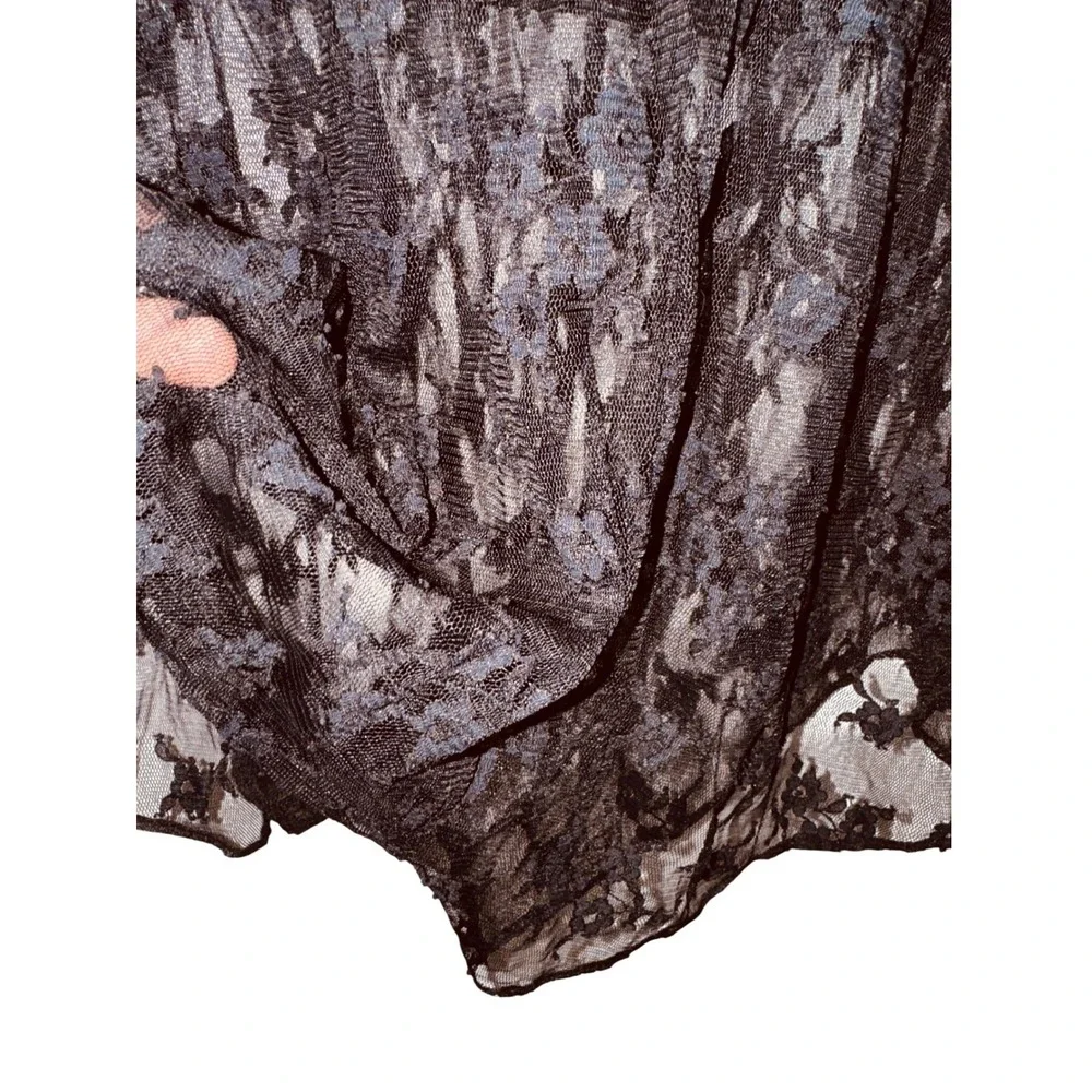 Sexy Vintage Black Sheer Floral Lace Shorts Romper Whimsygoth Medium Vamp Boho - Picture 5 of 5